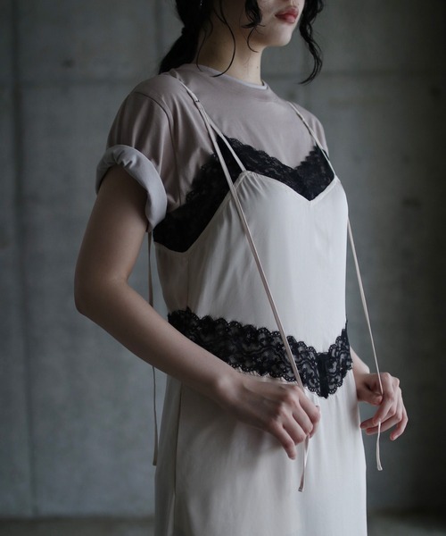 G.V.G.V.（ジーヴィージーヴィー） ワンピース LACE-TRIM SATIN CAMI