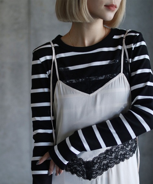 G.V.G.V.（ジーヴィージーヴィー） ワンピース LACE-TRIM SATIN CAMI