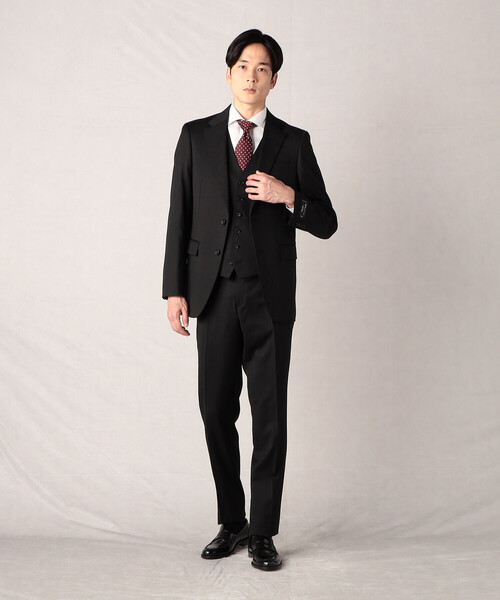 コムサメン スリーピーススーツ ダークブラウンとグレーのチェック柄