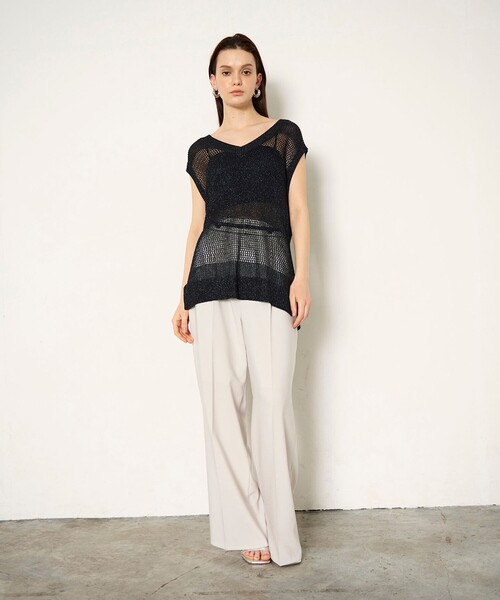 ニット セーター ラメメッシュニットトップ レディース GRACE CONTINENTAL ニット セーター ラメメッシュニットトップ