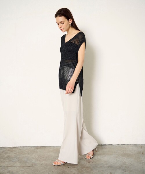 ニット セーター メッシュレースニットトップ レディース GRACE CONTINENTAL ニット セーター ラメメッシュニットトップ