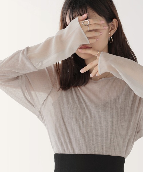 tシャツ 新・スタメンTシャツシアー袖トップス レディース tシャツ 袖切り替えシアートップス レディース : ZOZOTOWN Yahoo