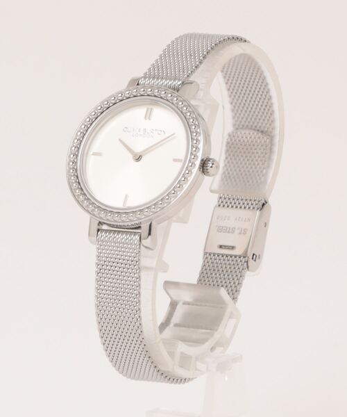 腕時計 「OLIVIA BURTON/オリビアバートン」クラシックス - 30mm ヴィンテージ ビーズ シルバー ホワイト サンレイ メッシュの画像