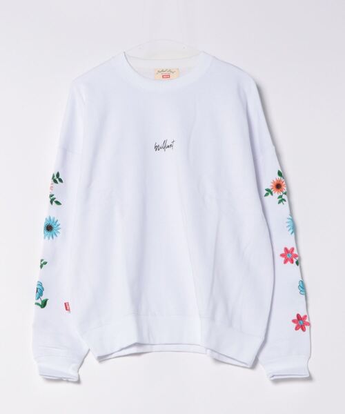 トレーナー スウェット 「フラワー刺繍」裏毛スウェット レディース メンズ B.I.D. トレーナー スウェット 「フラワー刺繍」裏毛スウェット