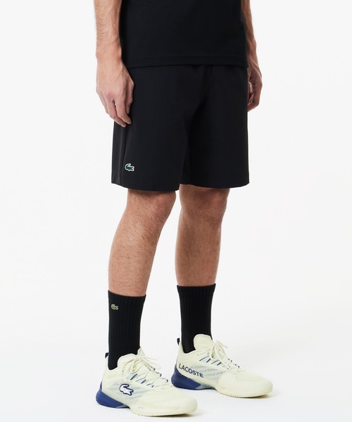 SUPREME✖️LACOSTE ハーフパンツ Sサイズ ブラック LACOSTE SALE 大きいサイズ メンズ ラコステ スウェットパンツ
