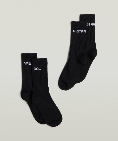 G-STAR RAW 靴下 SPORT SOCK 2-PACK/ロゴソックス/2足セット メンズ