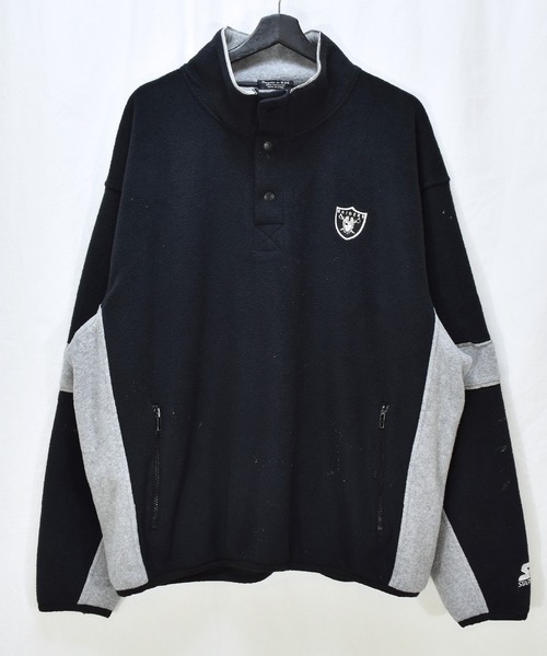 お値下げ☆ヴィンテージ　スターター　NFL レイダース　刺繍ナイロンジャケット 90年代 スターター NFL RAIDERS ナイロンスタジャン メンズM 古着 USA