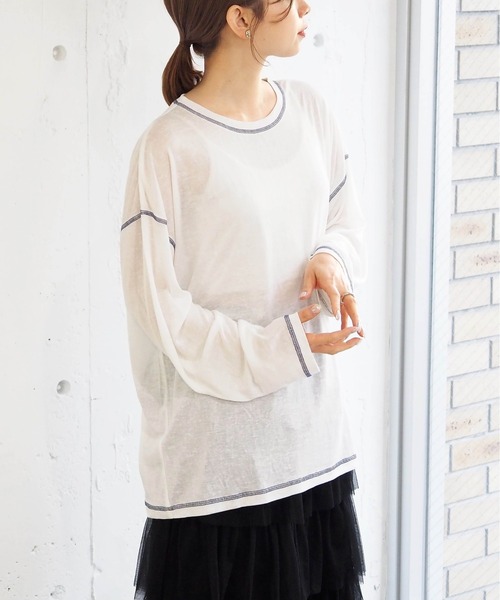 tシャツ 「ZOZO限定」スタッズ トップス カットソー レディース tiptop tシャツ 「ZOZO限定カラーあり」アソートスラブシアー