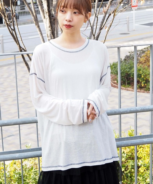tシャツ 「mi-企画」シアートップス レディース tiptop tシャツ 「ZOZO限定カラーあり」アソートスラブシアー