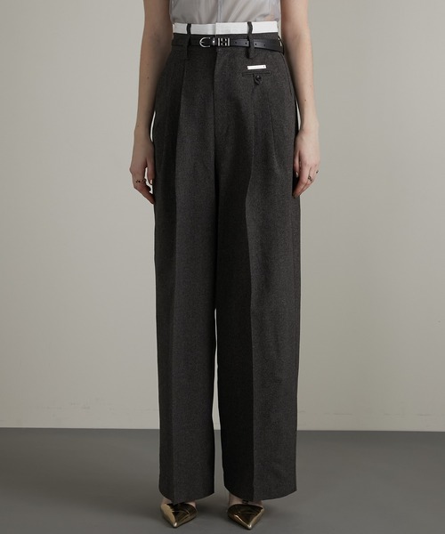 ワイドパンツ スラックス パンツ メランジタックボリュームパンツ / Melange Tuck Voluminous Pants レディースの画像