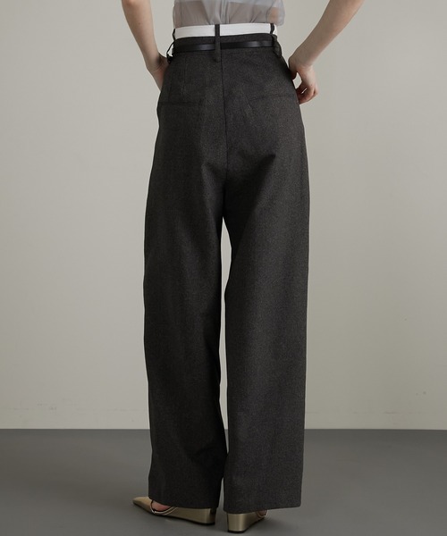 ワイドパンツ スラックス パンツ メランジタックボリュームパンツ / Melange Tuck Voluminous Pants レディースの画像
