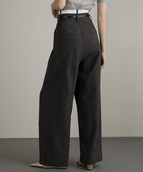 ワイドパンツ スラックス パンツ メランジタックボリュームパンツ / Melange Tuck Voluminous Pants レディースの画像