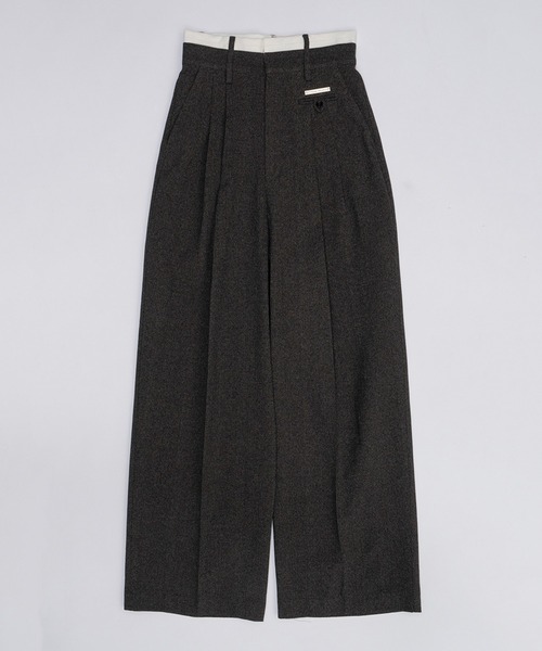 ワイドパンツ スラックス パンツ メランジタックボリュームパンツ / Melange Tuck Voluminous Pants レディースの画像