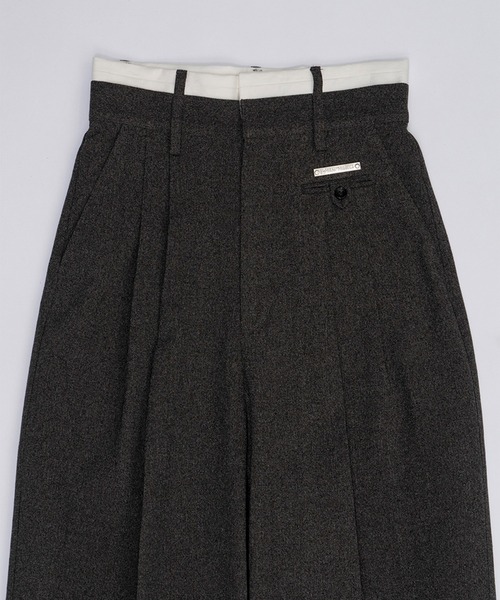 ワイドパンツ スラックス パンツ メランジタックボリュームパンツ / Melange Tuck Voluminous Pants レディースの画像