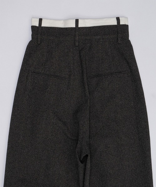 ワイドパンツ スラックス パンツ メランジタックボリュームパンツ / Melange Tuck Voluminous Pants レディースの画像