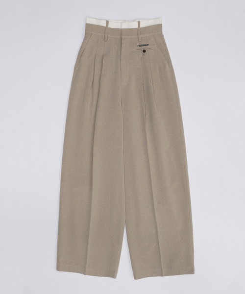 ワイドパンツ スラックス パンツ メランジタックボリュームパンツ / Melange Tuck Voluminous Pants レディースの画像