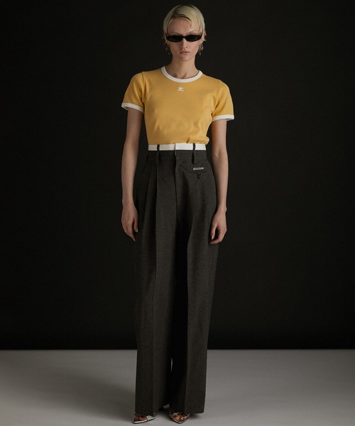 ワイドパンツ スラックス パンツ メランジタックボリュームパンツ / Melange Tuck Voluminous Pants レディースの画像