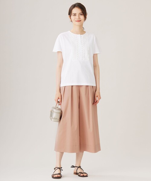 tシャツ コード刺繍胸元レース カットソー レディース 自由区 tシャツ コード刺繍胸元レース カットソー レディース