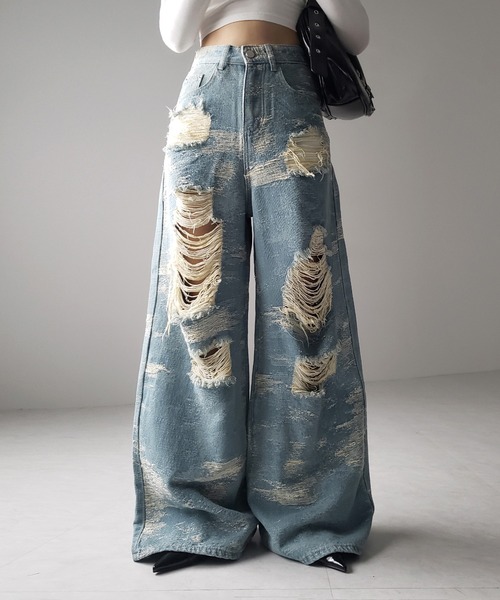 CRASH LOOSEY DENIM ラグアジェム　ダメージデニム LAGUA GEM（ラグアジェム）の「PAINT LOOSEY CRASH デニム