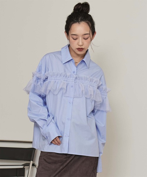 miette（ミエット） ブラウス シャツ チュールフリルシャツ レディース