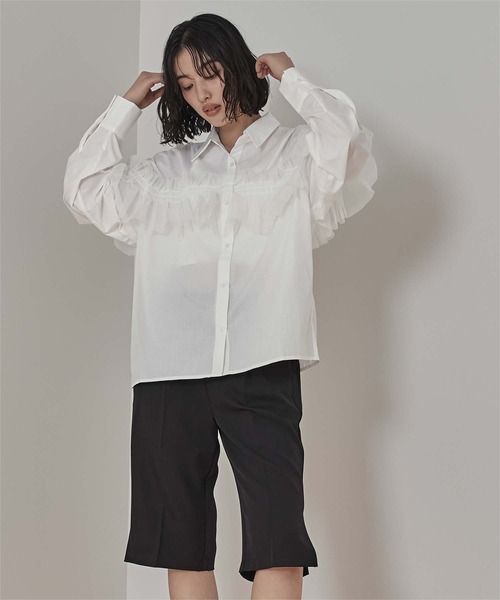 miette（ミエット） ブラウス シャツ チュールフリルシャツ レディース