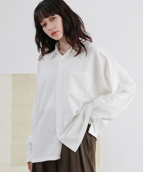 シャツ 梨地バルーンスリーブドルマン長袖シャツ メンズ レディース