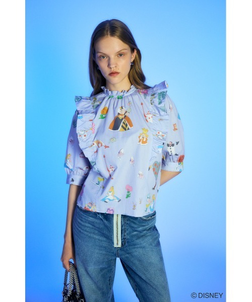 新品　MOUSSY ディズニー MD EMBROIDERY ブラウス（ホワイト） Disney SERIES CREATED by MUS（ディズニーシリーズクリエイ