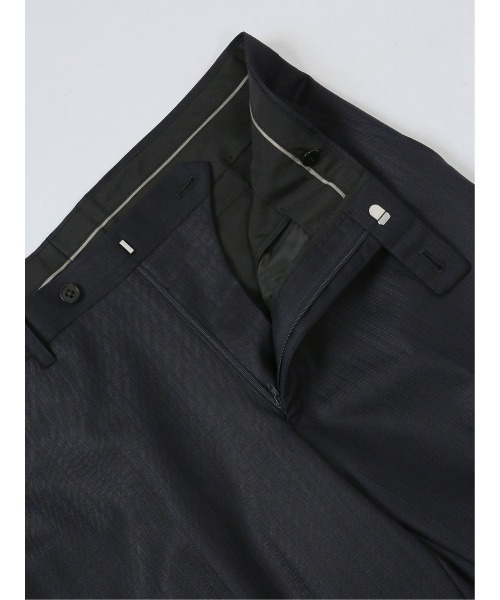 タカキュー スーツ セットアップ パンツ ビジネス 通勤 千鳥柄 ネイビー 光沢 TAKA-Q セットアップ 「光沢 ウール混 ストレッチ」タカキュー 2