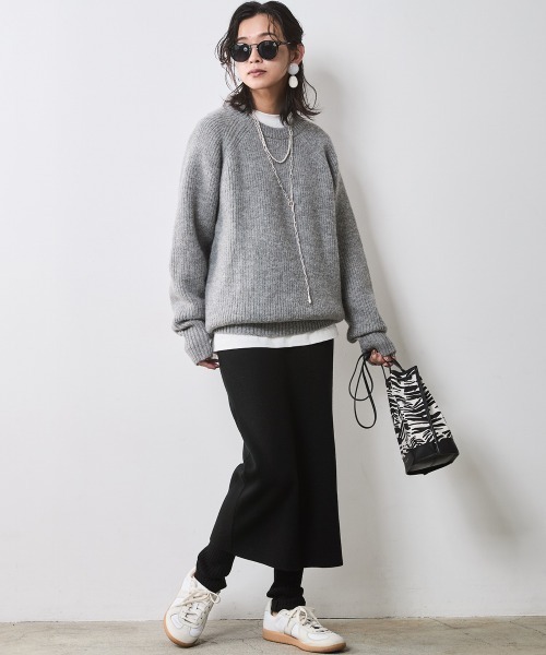 CHIC STYLE ニット セーター 畦編クルーネックニットプル