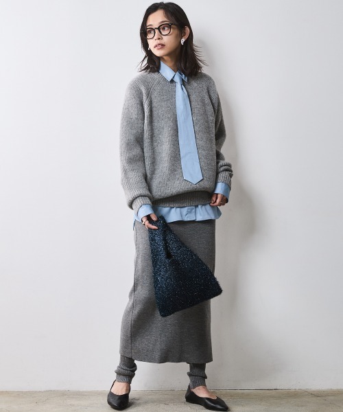 CHIC STYLE ニット セーター 畦編クルーネックニットプル