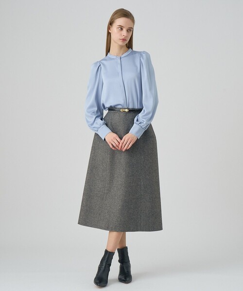 ブラウス シャツ ハンマーサテンパフ袖ブラウス レディース ANAYI ブラウス シャツ ハンマーサテンパフ袖ブラウス