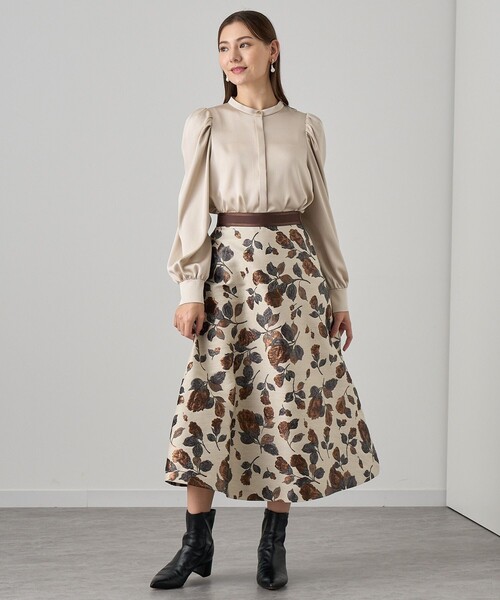 ブラウス シャツ ハンマーサテンパフ袖ブラウス レディース ANAYI ブラウス シャツ ハンマーサテンパフ袖ブラウス