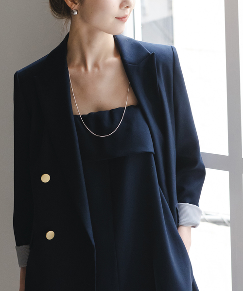 NOBLE トリコチンベアトップパンツ　ネイビー　38 NOBLE｜トリコチンベアトップパンツ | Rakuten Fashion(楽天