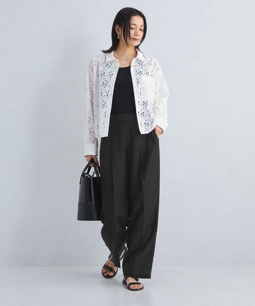 GREEN LABEL RELAXING レディース パンツスーツ シルク混 黒 GREEN LABEL RELAXING レディース パンツスーツ シルク混 黒