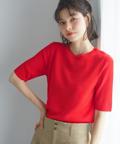 sugarhill ハーフスリーブサマーニット ElegChic ニット セーター プチハイネックハーフスリーブサマー