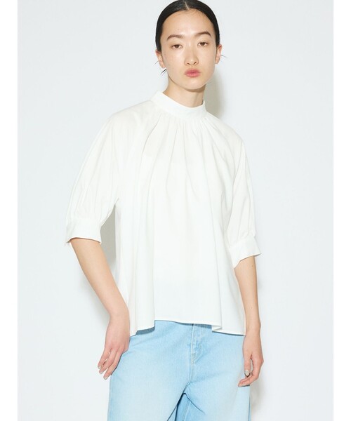 MIDIUMISOLID ブラウス シャツ for Ladies ハイネックギャザー