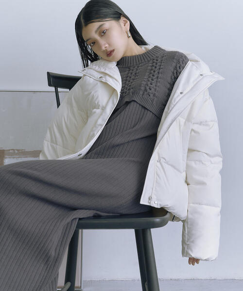 「N.（N. Natural Beauty Basic）」 ニットワンピース MEDIUM チャコールグレー レディース_画像2