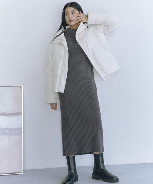 「N.（N. Natural Beauty Basic）」 ニットワンピース MEDIUM チャコールグレー レディース_画像3