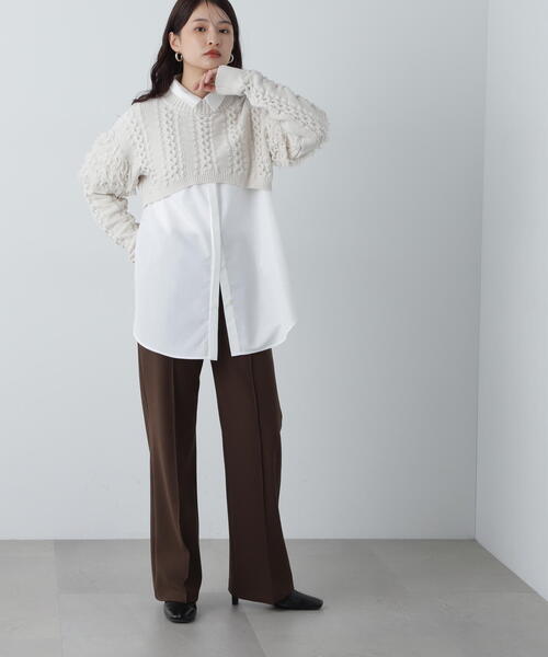 「N.（N. Natural Beauty Basic）」 ニットワンピース MEDIUM チャコールグレー レディース_画像4
