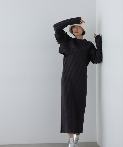 「N.（N. Natural Beauty Basic）」 ニットワンピース MEDIUM チャコールグレー レディース_画像7