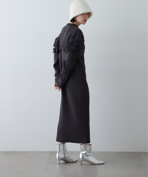 「N.（N. Natural Beauty Basic）」 ニットワンピース MEDIUM チャコールグレー レディース_画像8