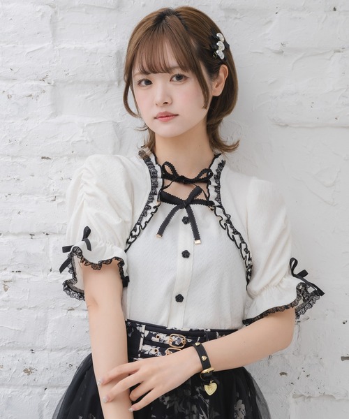 クチュールバイロジータ tシャツ Wリボンボレロ風トップス レディース