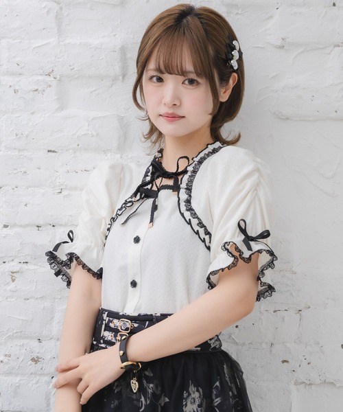 クチュールバイロジータ tシャツ Wリボンボレロ風トップス レディース 