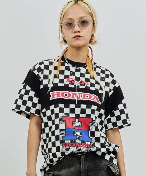 atmos girls tシャツ HONDA x pink Racing Over T-shirt