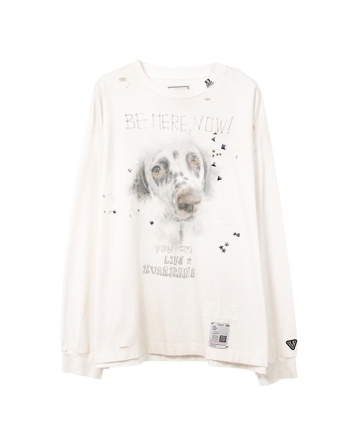 ■ MIHARA YASUHIRO ■ Dog ブリーチ加工 ロンT MAISON MIHARA YASUHIRO tシャツ Dog Printed Embellished