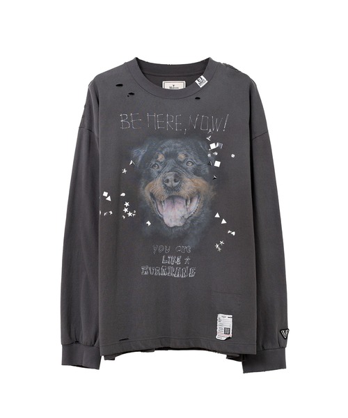【MIHARAYASUHIRO】希少 Dog ブリーチ加工 ロングTシャツ MAISON MIHARA YASUHIRO tシャツ Dog Printed Embellished