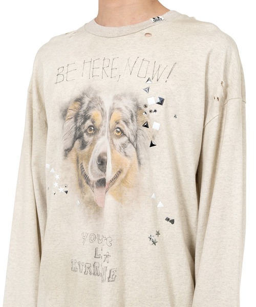 【MIHARAYASUHIRO】希少 Dog ブリーチ加工 ロングTシャツ MAISON MIHARA YASUHIRO tシャツ Dog Printed Embellished