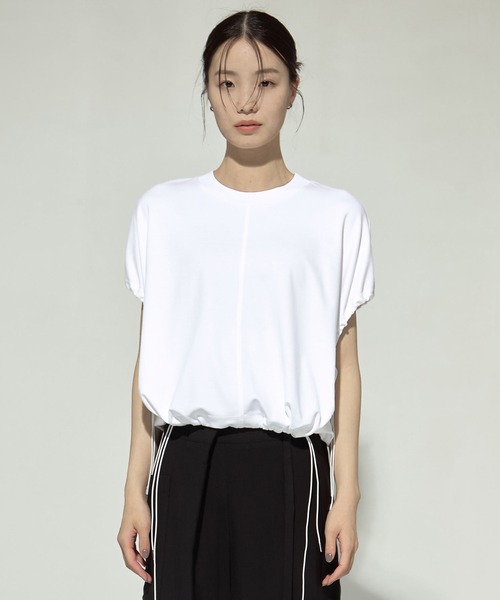 tシャツ 「UJOH/ウジョー」「STUDIOUS別注」Drawcord Short T/ドローコードショートTシャツ レディース UJOH tシャツ 「UJOH/ウジョー」「STUDIOUS別注」Drawcord Short