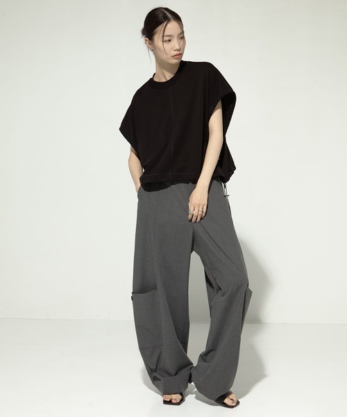 tシャツ 「UJOH/ウジョー」「STUDIOUS別注」Drawcord Short T/ドローコードショートTシャツ レディース UJOH tシャツ 「UJOH/ウジョー」「STUDIOUS別注」Drawcord Short