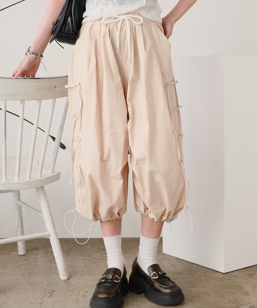 サイドデザインワイドパンツ ROOP TOKYO パンツ サイド紐デザインワイドパンツ レディース
